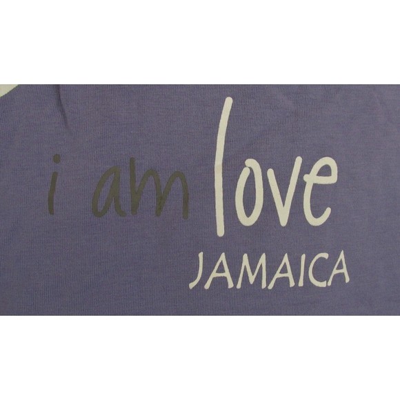 LMS Creations Womens Purple I Am Love Jamaica V-Neck Short Sleeve T-Shirt Size M - Picture 8 of 9